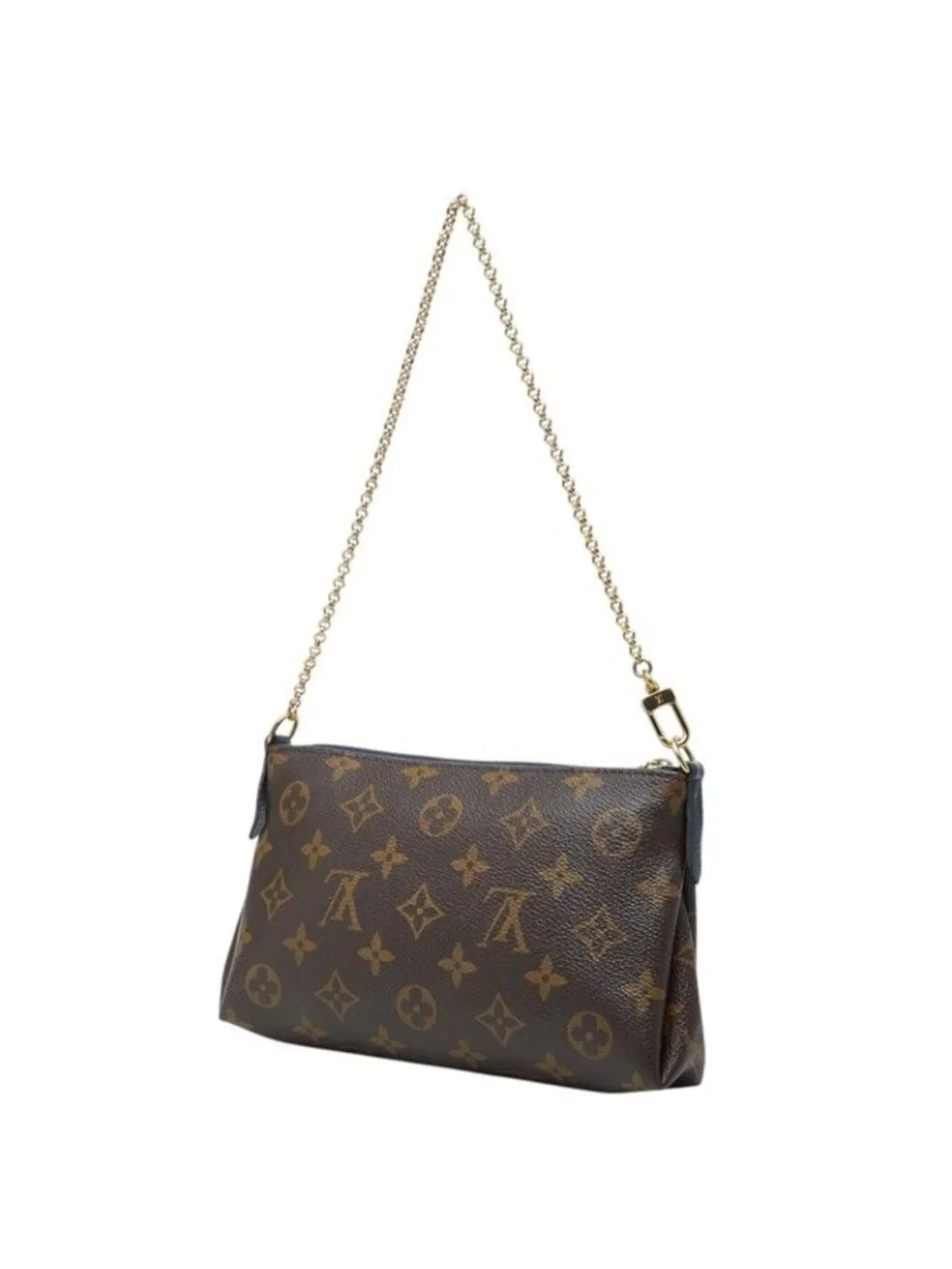 Louis Vuitton Monogram Pallas Clutch Shoulder Bag Chain Pouch Blue Marine Navy